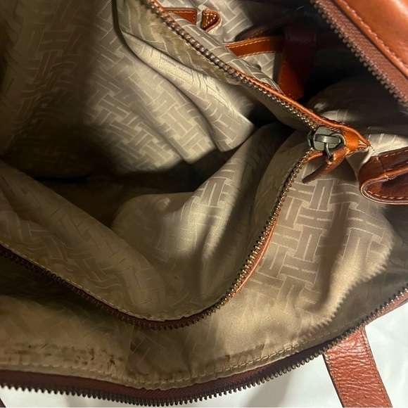 Cole Haan Cognac Leather Saddle Tote Hand Bag EUC Lots Pockets Business Casual - Picture 7 of 11